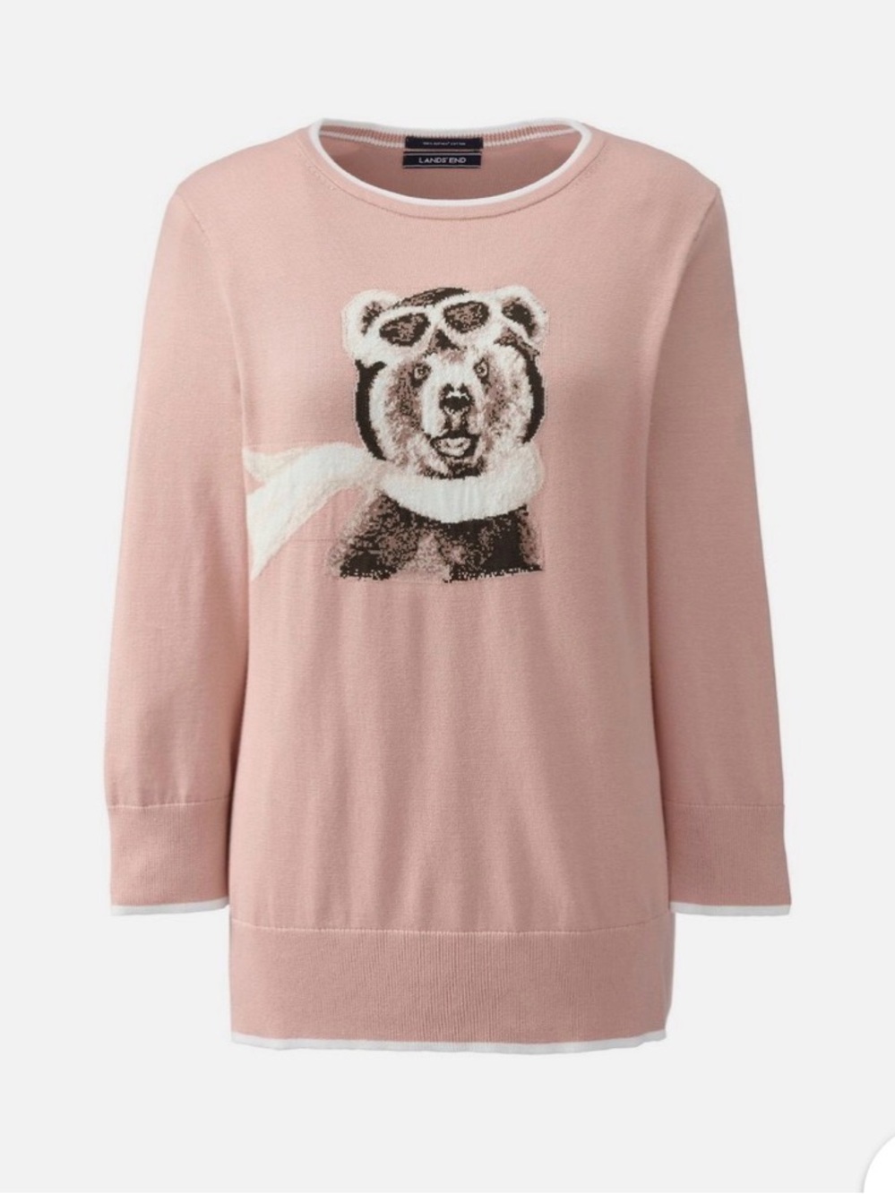 Land’s End Amelia Bearhart Graphic 3/4-Sleeve 100% Supima Top w Panda Graphic2X